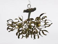 Sculptural Art Nouveau Mistletoe Bronze Chandelier France 1920s - 4052488