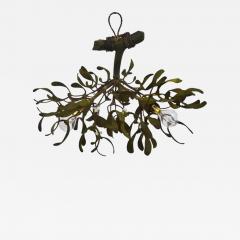 Sculptural Art Nouveau Mistletoe Bronze Chandelier France 1920s - 4056572
