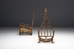 Sculptural Bamboo Lounge Chairs Italy 1960s - 4261201