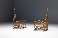 Sculptural Bamboo Lounge Chairs Italy 1960s - 4261202