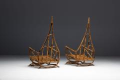 Sculptural Bamboo Lounge Chairs Italy 1960s - 4261216