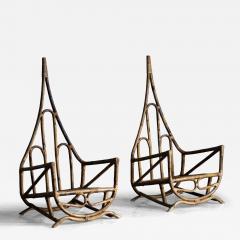 Sculptural Bamboo Lounge Chairs Italy 1960s - 4262839