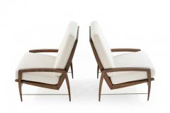 Sculptural Brass Accented Teak Lounge Chairs Denmark 1950s - 1953373