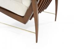 Sculptural Brass Accented Teak Lounge Chairs Denmark 1950s - 1953379