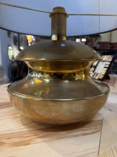 Sculptural Brass Table Lamp with Blue Shade 1970s - 4823011