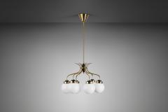 Sculptural Brass and Glass Ceiling Light Scandinavia 1950s - 2780250