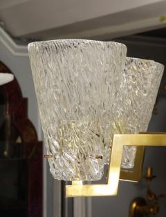 Sculptural Brass and Glass Six Arm Hanging Fixture - 1049007