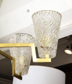 Sculptural Brass and Glass Six Arm Hanging Fixture - 1049008