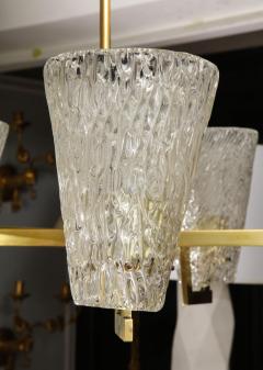 Sculptural Brass and Glass Six Arm Hanging Fixture - 1049009