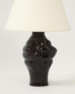 Sculptural Brown Glazed Ceramic Table Lamp France 20th C - 4820005