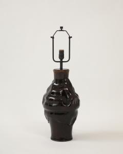Sculptural Brown Glazed Ceramic Table Lamp France 20th C - 4820006