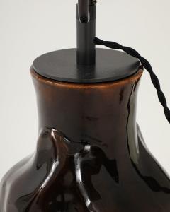 Sculptural Brown Glazed Ceramic Table Lamp France 20th C - 4820008