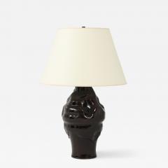 Sculptural Brown Glazed Ceramic Table Lamp France 20th C - 4820049