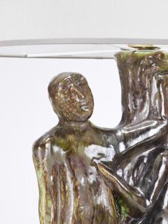 Sculptural Brutalist Art Table Lamp Man and Woman by a Tree Italy 1970s - 4313159