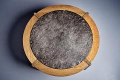 Sculptural Brutalist Oak Fossil Stone Coffee Table - 4146847