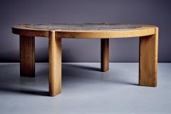 Sculptural Brutalist Oak Fossil Stone Coffee Table - 4146850