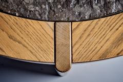 Sculptural Brutalist Oak Fossil Stone Coffee Table - 4146852