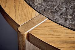 Sculptural Brutalist Oak Fossil Stone Coffee Table - 4146853
