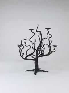 Sculptural Brutalist Tree of Life Hand Forged Candelabra Candle Holder 1970s - 4472826