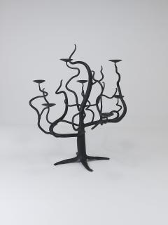 Sculptural Brutalist Tree of Life Hand Forged Candelabra Candle Holder 1970s - 4472830