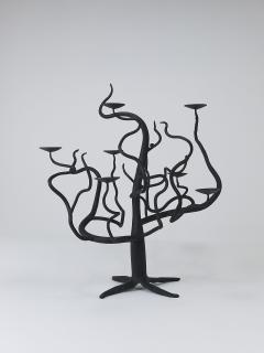 Sculptural Brutalist Tree of Life Hand Forged Candelabra Candle Holder 1970s - 4472831