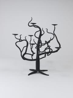 Sculptural Brutalist Tree of Life Hand Forged Candelabra Candle Holder 1970s - 4472832