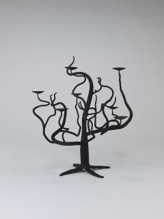 Sculptural Brutalist Tree of Life Hand Forged Candelabra Candle Holder 1970s - 4472834