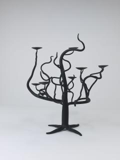 Sculptural Brutalist Tree of Life Hand Forged Candelabra Candle Holder 1970s - 4472835