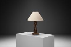 Sculptural Carved Oak Table Lamp Scandinavia Mid 20th Century - 4563344