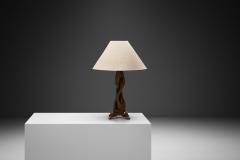 Sculptural Carved Oak Table Lamp Scandinavia Mid 20th Century - 4563346