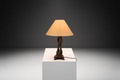 Sculptural Carved Oak Table Lamp Scandinavia Mid 20th Century - 4563347