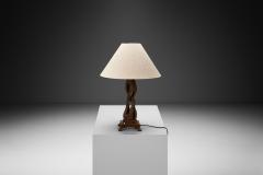 Sculptural Carved Oak Table Lamp Scandinavia Mid 20th Century - 4563348