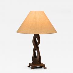 Sculptural Carved Oak Table Lamp Scandinavia Mid 20th Century - 4569811