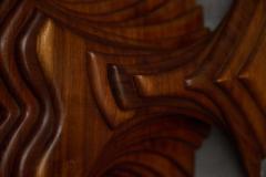 Sculptural Carved Wooden Mask Wall Panel France 1970s - 4472866