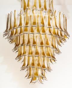 Sculptural Clear and Amber Murano Glass Petals or Selle Drop Chandelier Italy - 2557035