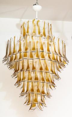 Sculptural Clear and Amber Murano Glass Petals or Selle Drop Chandelier Italy - 2557037