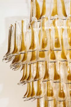 Sculptural Clear and Amber Murano Glass Petals or Selle Drop Chandelier Italy - 2557041