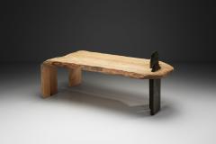Sculptural Coffee Table with Wood Etching and Slate Legs Europe ca 1990s - 4556141