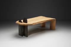 Sculptural Coffee Table with Wood Etching and Slate Legs Europe ca 1990s - 4561732