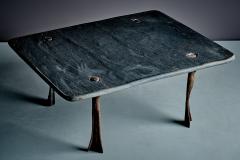 Sculptural Coffee Table with hand forged Iron Base and Slate Top - 4613713