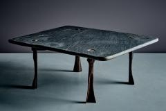 Sculptural Coffee Table with hand forged Iron Base and Slate Top - 4613730