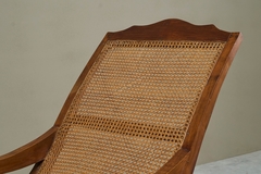 Sculptural Colonial Chaise Longue in Wood and Webbing Early 20th Century - 4803572