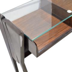 Sculptural Console Table in Dark Walnut with Glass Top 1950s - 1904479