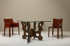 Sculptural Dining Table In Beech And Glass Italy 1970s - 3497349