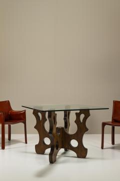 Sculptural Dining Table In Beech And Glass Italy 1970s - 3497351