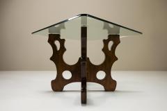 Sculptural Dining Table In Beech And Glass Italy 1970s - 3497354