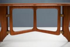 Sculptural Dining Table by Ariberto Colombo in Teak Brass and Glass 1950s - 3653935