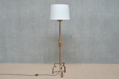 Sculptural French Modern Gilded Wrought Iron Three Legged Floor Lamp 1940s - 4213419