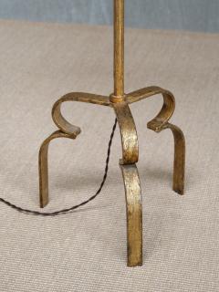 Sculptural French Modern Gilded Wrought Iron Three Legged Floor Lamp 1940s - 4213428