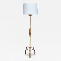 Sculptural French Modern Gilded Wrought Iron Three Legged Floor Lamp 1940s - 4214475